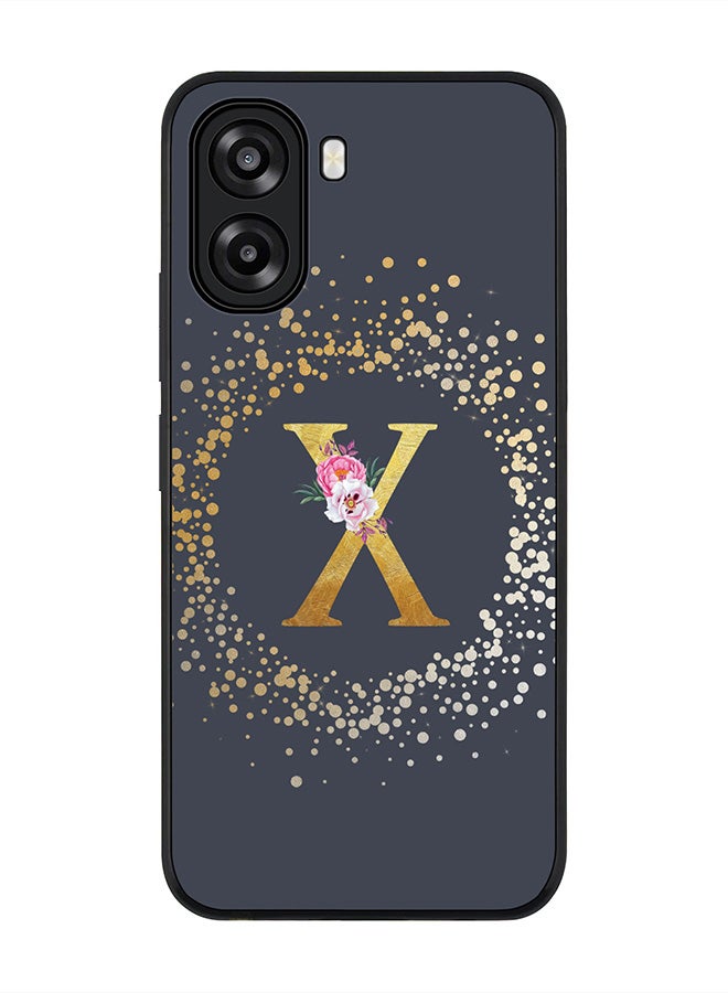 Stylizedd For Oppo A6x 5G / A6x 4G Case,Slim fit Camera Protection, Shockproof Thin Phone cover  - Custom Monogram Floral - X  (Grey ) - Image 1