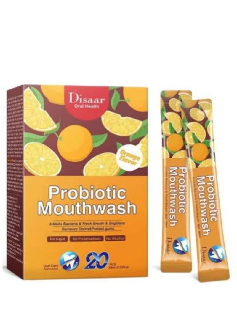 Disaar Travel Mouthwash Probiotic Orange Flavor Teeth Whitening Oral Care Mouth Wash For Fresh Breath 20 pieces Per Box