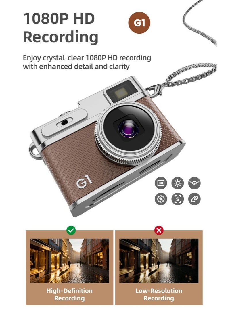 Mini Keychain Camera,1080P 2MP Mini Retro Digital Camera- Tiny Portable Small Cameras, Vintage Compact Micro Video Cameras with 32GB Memory Card, for Kids, Students, Travel,Work - Image 4