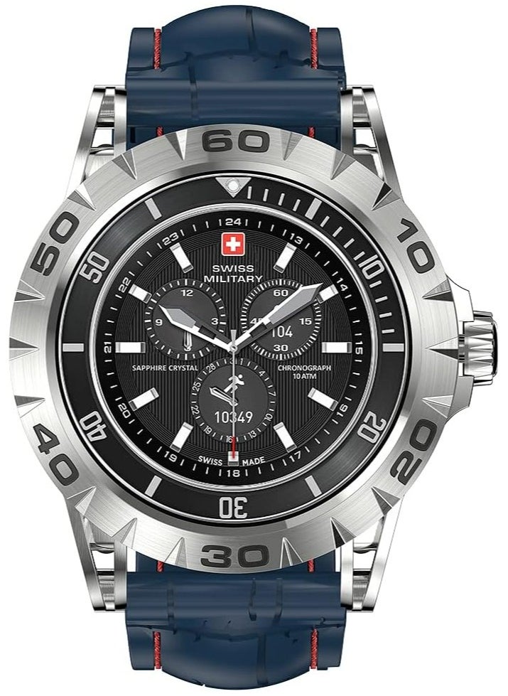 SWISS MILITARY - Swiss Military Dom 2 Smartwatch – Bluetooth Calling, 1.39” HD Display, Heart Rate/BP/Oxygen Monitoring, 10 Workout Modes, Sleep Tracking, IP67 Water Resistant – Silver Frame / Blue Silicon Belt – iOS & Android Compatible - Image 1
