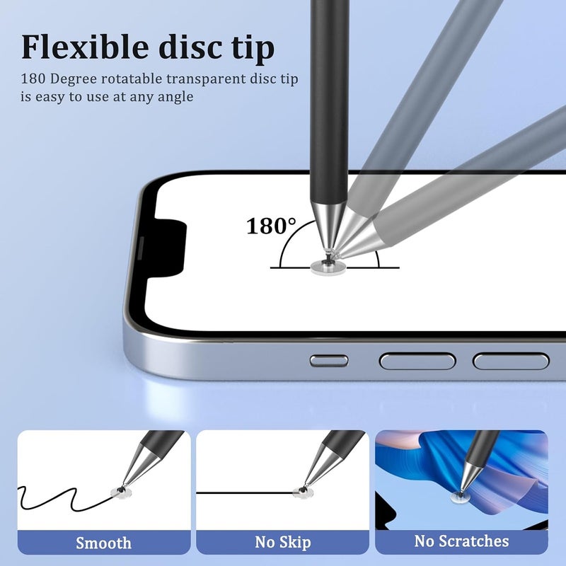 Stylus Pen for iPad, 5 Pack Precision Disc Stylus Pens for Touch Screens, Universal High Sensitivity & Fine Point Tablet Touch Screen Pen for iPad/Pro/Air/Mini/iPhone/Samsung/Motorola/Switch - Image 2