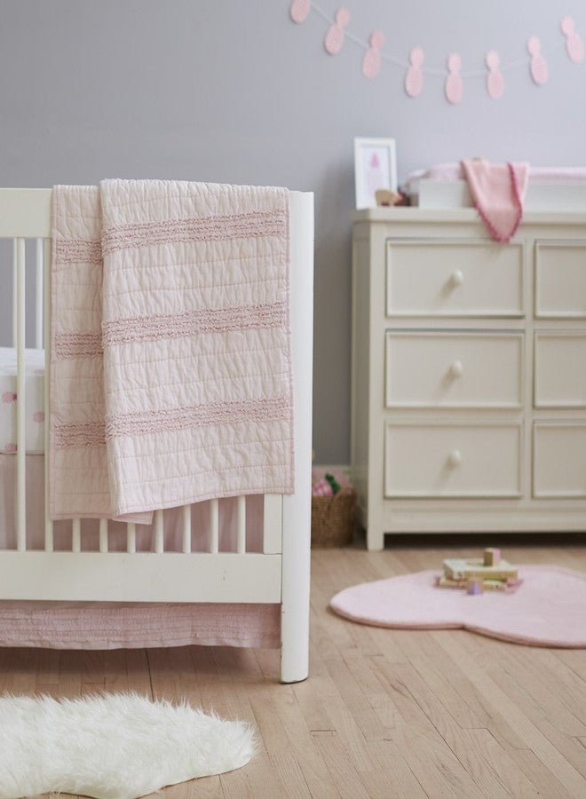 Hello Spud - Crib Skirt Petite Ruffle Pink - Cotton - 15 Inch Drop - Image 3