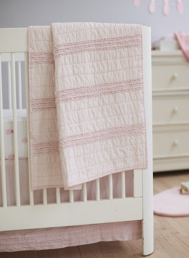 Hello Spud - Crib Skirt Petite Ruffle Pink - Cotton - 15 Inch Drop - Image 4