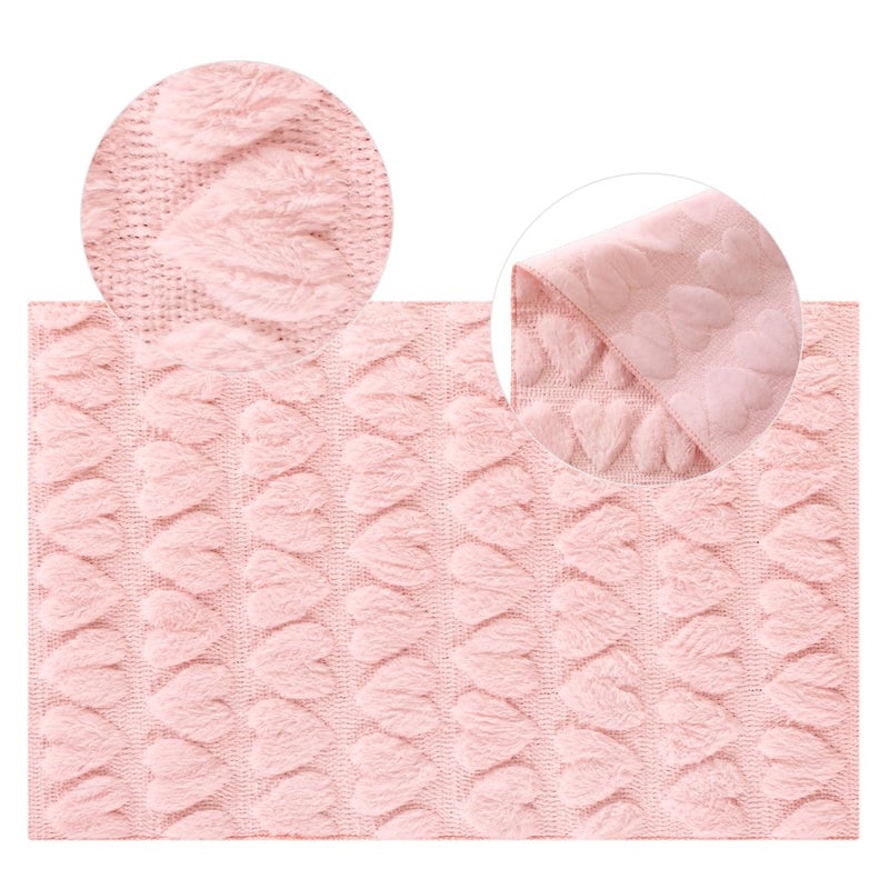 Socomi Pink Heart Valentine's Day Romantic Plush Faux Fur Jacquard Table Runner for Holiday Kitchen Dining Table Decoration Home Party Decor 13x72 Inch - Image 5