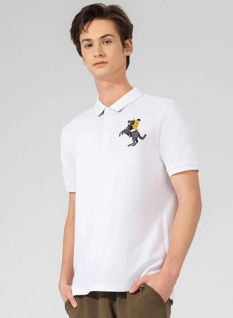 GIORDANO Men's Slim Fit Cotton Short Sleeve Napoleon Polo