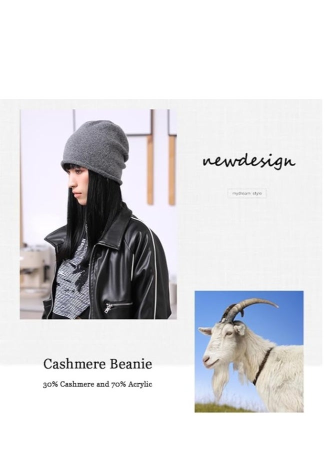 Slouchy Beanie Hats for Women, Wool Skull Beanie Winter Knit Hat Wool Beanie Soft Warm Stretchy  - Image 2
