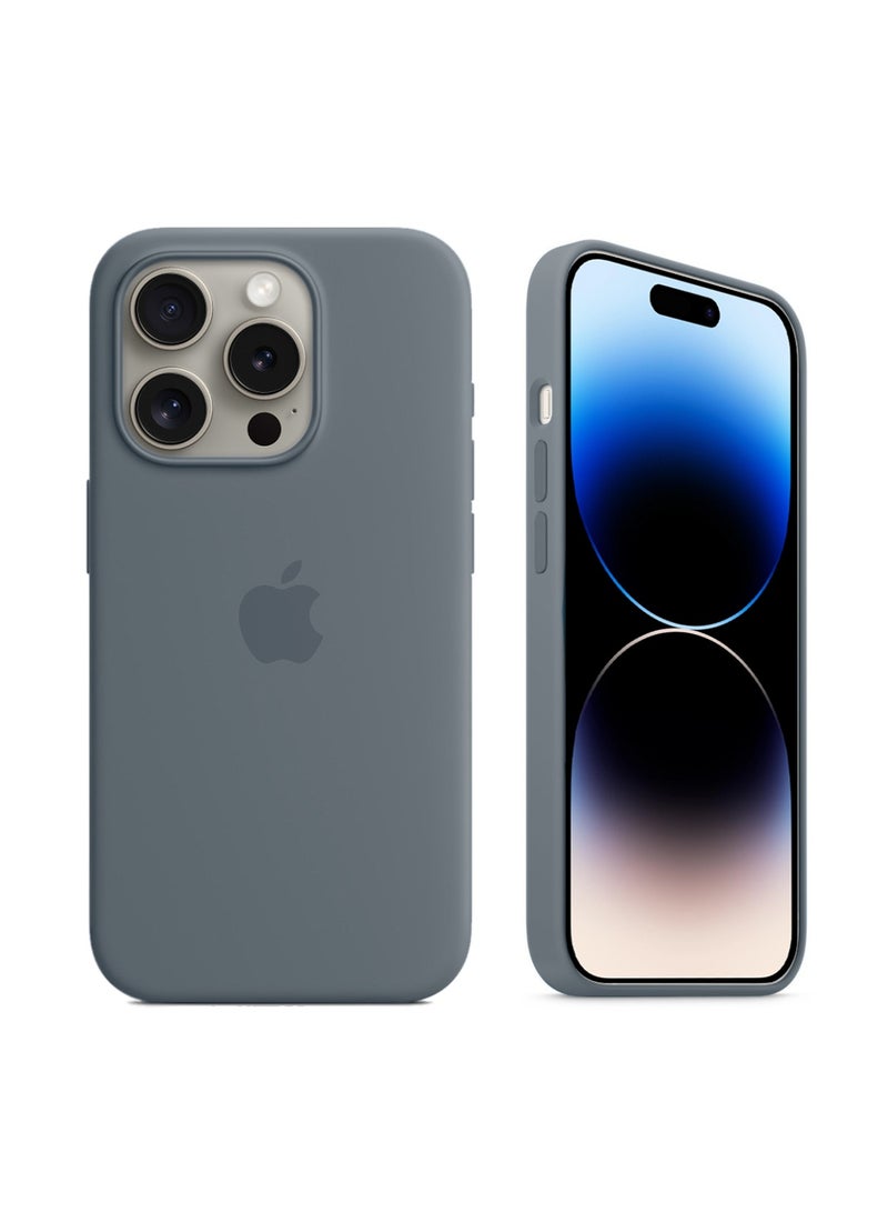 دبليو تيك غطاء هاتف آيفون 14 برو ماكس 5G 2022 فخم من السيليكون السائل الناعم (MCRPSN) - رمادي حجري - Image 1