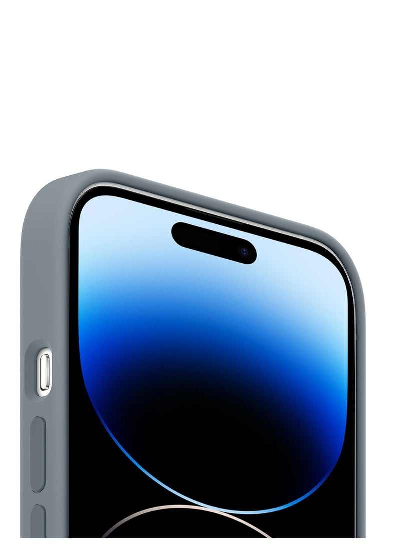 دبليو تيك غطاء هاتف آيفون 14 برو ماكس 5G 2022 فخم من السيليكون السائل الناعم (MCRPSN) - رمادي حجري - Image 3