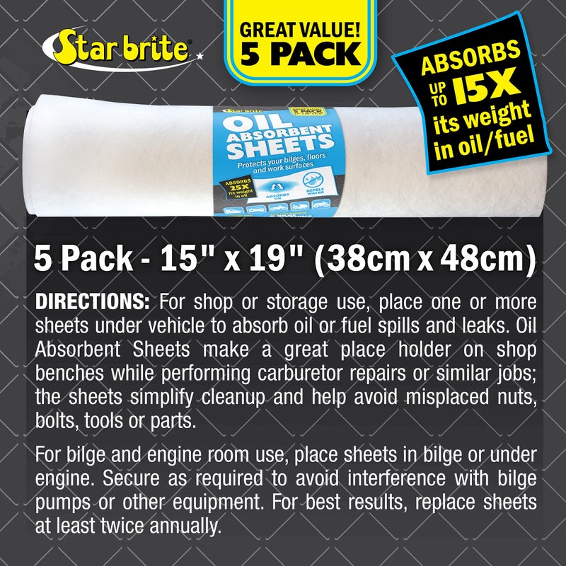 STAR BRITE Bilge Oil Pads Absorbs Oil, Repels Water - 17 x 19 Heavy Weght - 5 Pack (091845) - Image 2