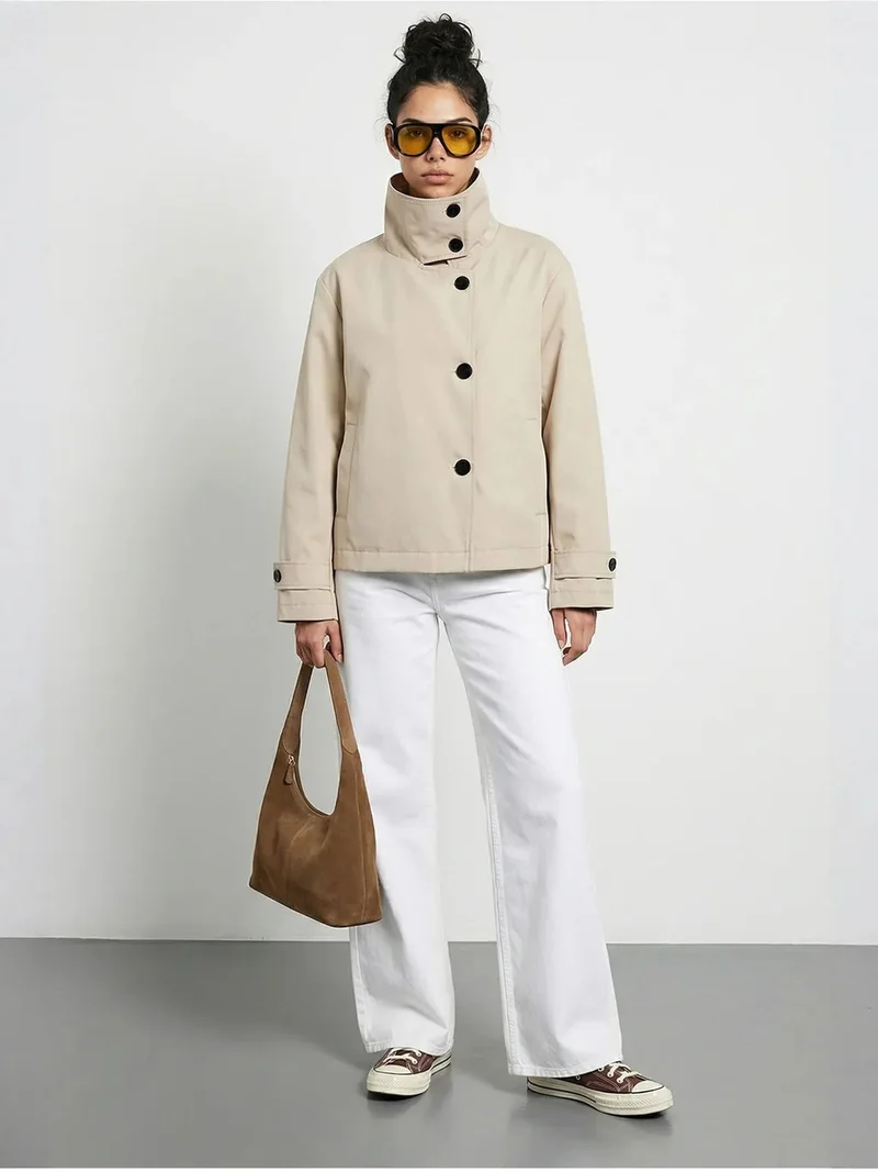 بيانكو لوتشي LUCCI Short Mandarin Collar Trench Coat