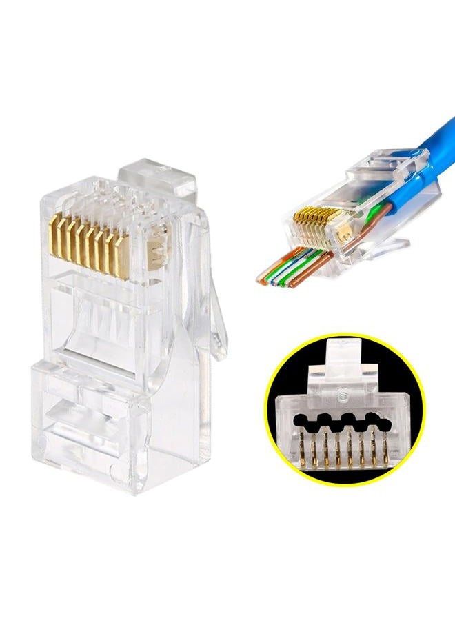 PETECHTOOL 50 Pack RJ45 23AWG Cat6a Cat6 Large Pass Through Connector Gold Plated 8P8C Ethernet Modular Plug UTP Network Ends for Unshielded Twisted Pair Solid Wire & Standard Cables - Image 1
