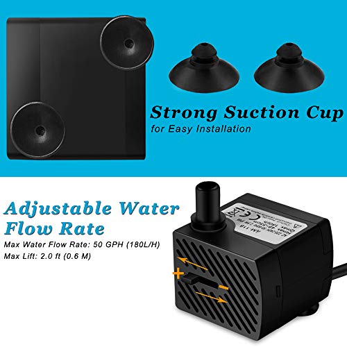 DOMICA 3W 50GPH Mini Submersible Water Pump, Small Fountain Pump for Pond, Aquariums, Fish Tank, Tabletop Fountain, Pet Fountain, Indoor or Outdoor Fountain - Image 5