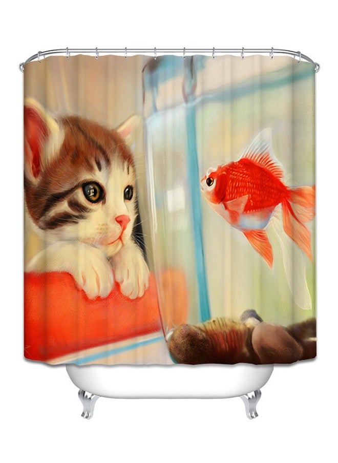No branded Cat and Golf Fish Shower Curtain 