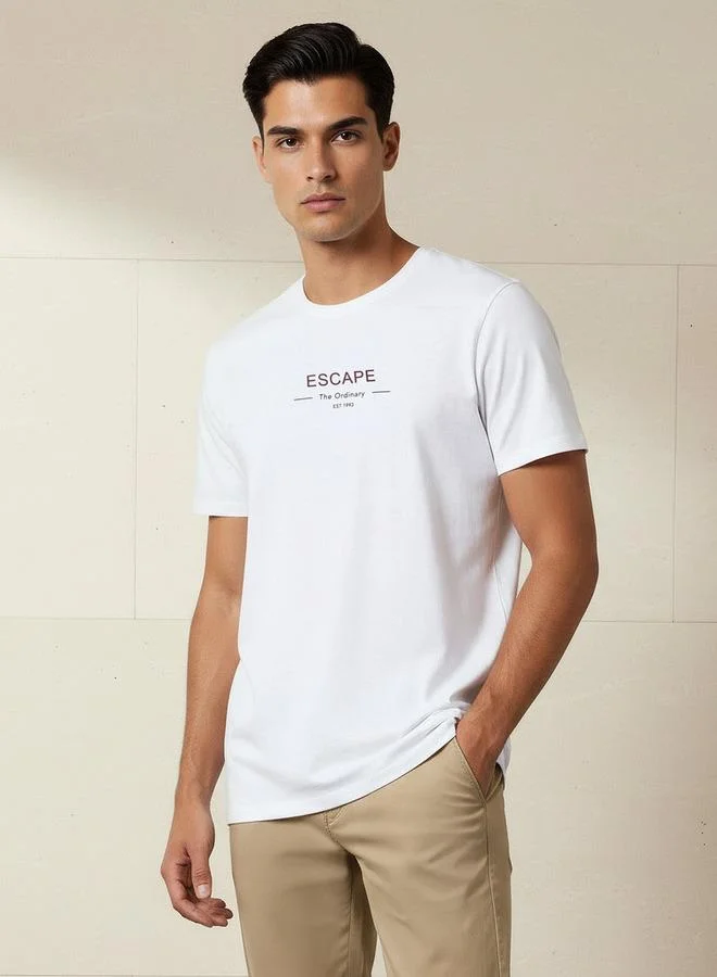 Iconic Iconic Men Slim Fit Crew Neck Short Sleeve Printed T shirt