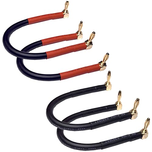 CNCESS CESS-138-6i Right Angle Banana Plug Jumper Cable, Speaker Jumpers, (90 to 90, 6-INCH) - Image 1