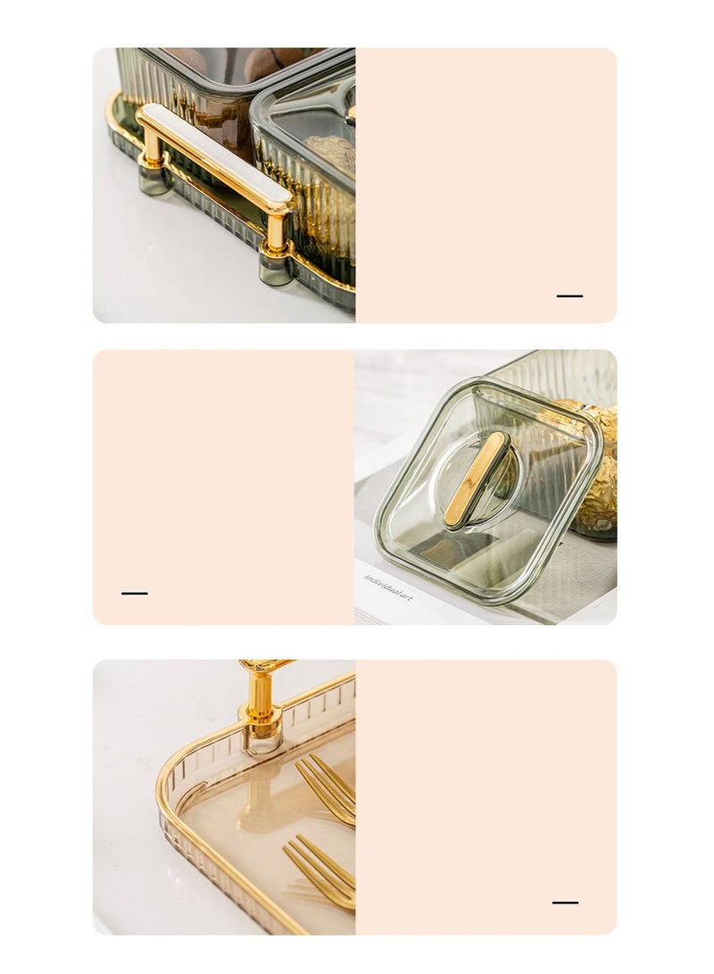 هومستر وجبة خفيفة تخدم علبة مع غطاء، 6 قطع واضحة خدمة حاوية مجموعة مع رف معدني، وعاء عرض الأغذية البلاستيكية، لوحة منظم التخزين للحلوى، الفواكه، الغمر، الحلوى، الذهب - Image 5