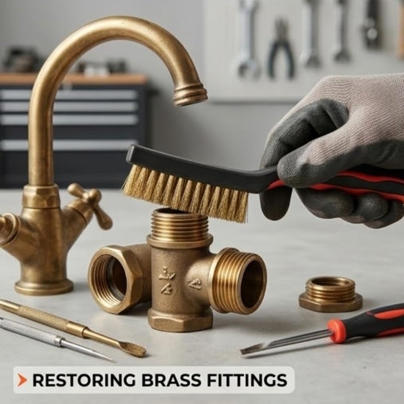 Hasanat Essentials 2-Piece Wire Brush Set - Heavy Duty Brass and Stainless Steel Detailing Brushes with Soft Grip Handles - Image 4