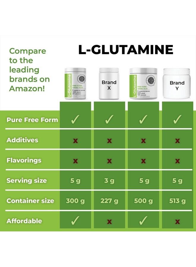 L-Glutamine Powder - Free Form L Glutamine Powder Supplement, Supports Gut Health & Digestive Wellness, Promotes Muscle & Immune Function, Unflavored, Non-GMO & Gluten-Free (500g)