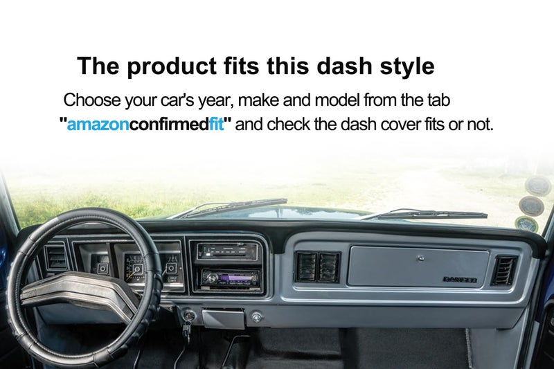 Fcovergurus Dash Cover Mat Custom Fit for Ford 1973-1979 F100 F150 F250 F350 Bronco Pickup Truck, Dashboard Cover Pad Carpet Protector (Black) F129 - Image 2