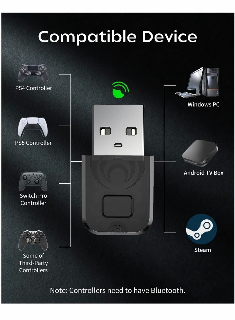 Captaintech Bluetooth Controller Adapter, for PS4/ PS5/ Switch Pro Controller, Wireless Controller Adapter, Compatible with Windows PC/ Android TV Box/ Steam - Image 5