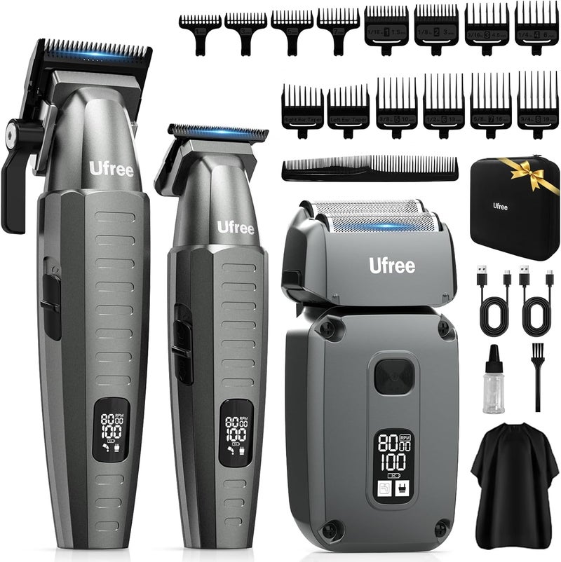 Ufree 3 in 1 Hair Clippers for Men Professional, Beard Trimmer and Foil Shaver Electric Razor, Cordless Barber Clippers and Trimmers Set for Hair Cutting and Grooming, Gifts for Men - Image 1
