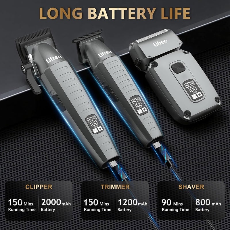 Ufree 3 in 1 Hair Clippers for Men Professional, Beard Trimmer and Foil Shaver Electric Razor, Cordless Barber Clippers and Trimmers Set for Hair Cutting and Grooming, Gifts for Men - Image 5