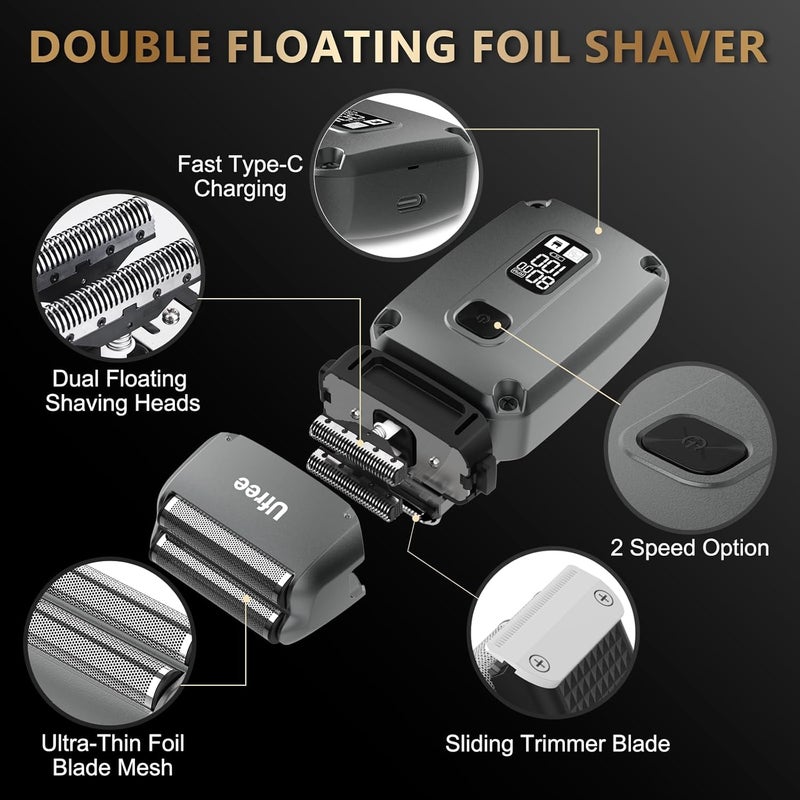 Ufree 3 in 1 Hair Clippers for Men Professional, Beard Trimmer and Foil Shaver Electric Razor, Cordless Barber Clippers and Trimmers Set for Hair Cutting and Grooming, Gifts for Men - Image 3
