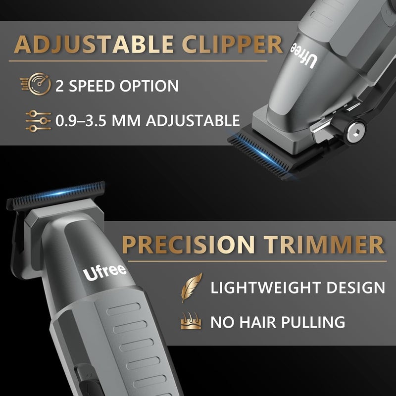 Ufree 3 in 1 Hair Clippers for Men Professional, Beard Trimmer and Foil Shaver Electric Razor, Cordless Barber Clippers and Trimmers Set for Hair Cutting and Grooming, Gifts for Men - Image 2