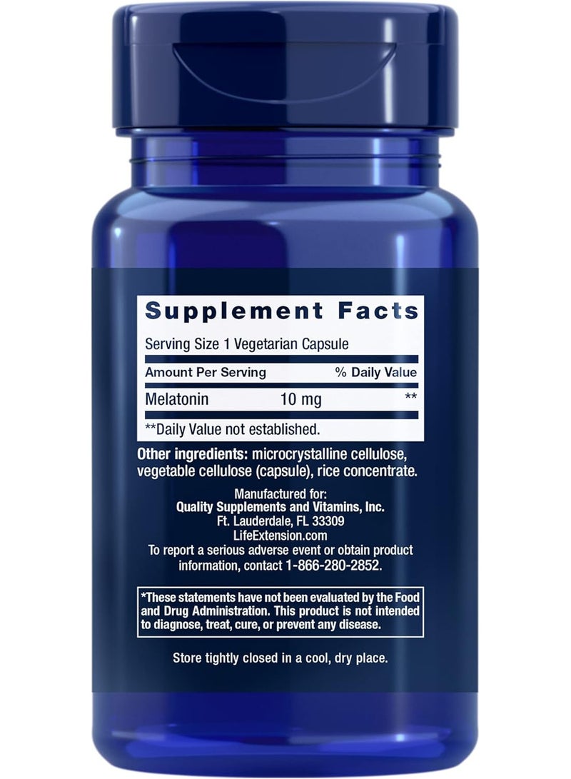 Life Extension Melatonin 10mg 60 Vegetarian Capsules - Image 2