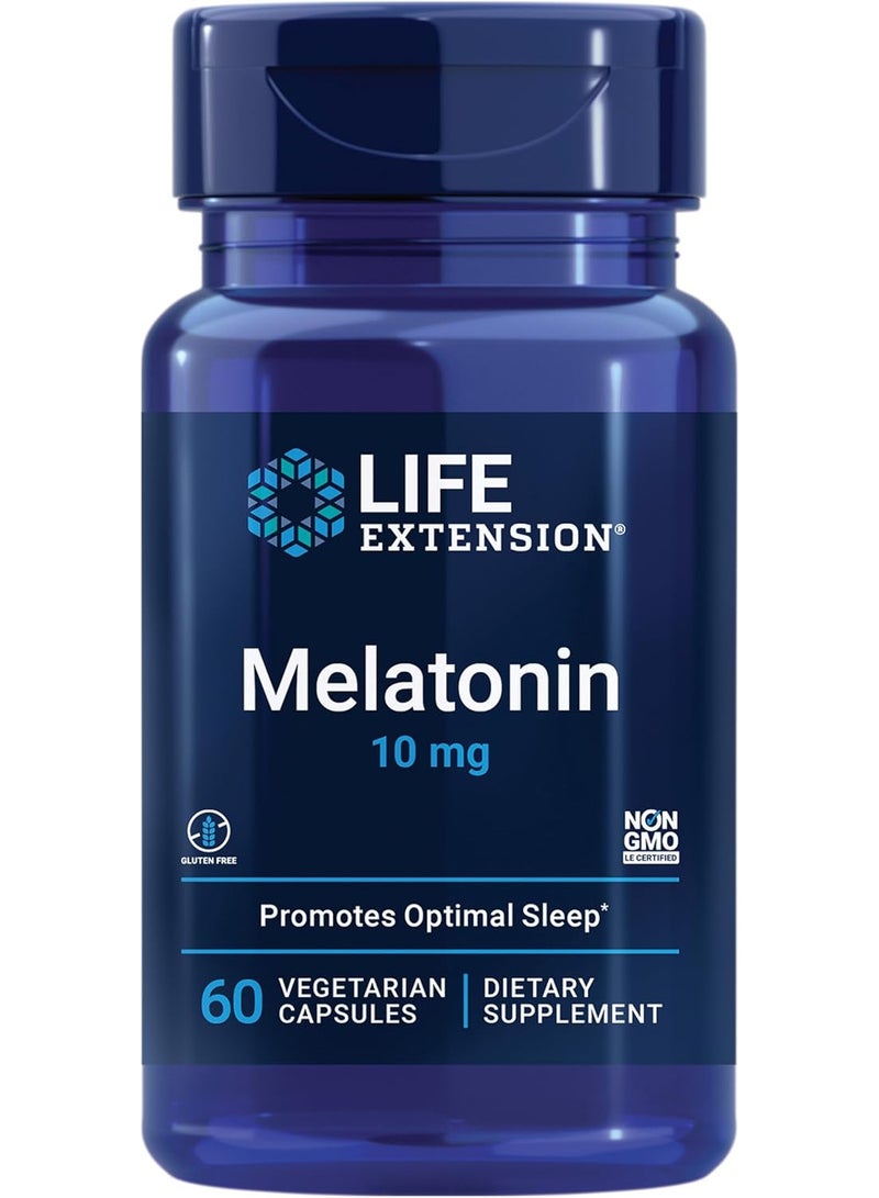 Life Extension Melatonin 10mg 60 Vegetarian Capsules - Image 1