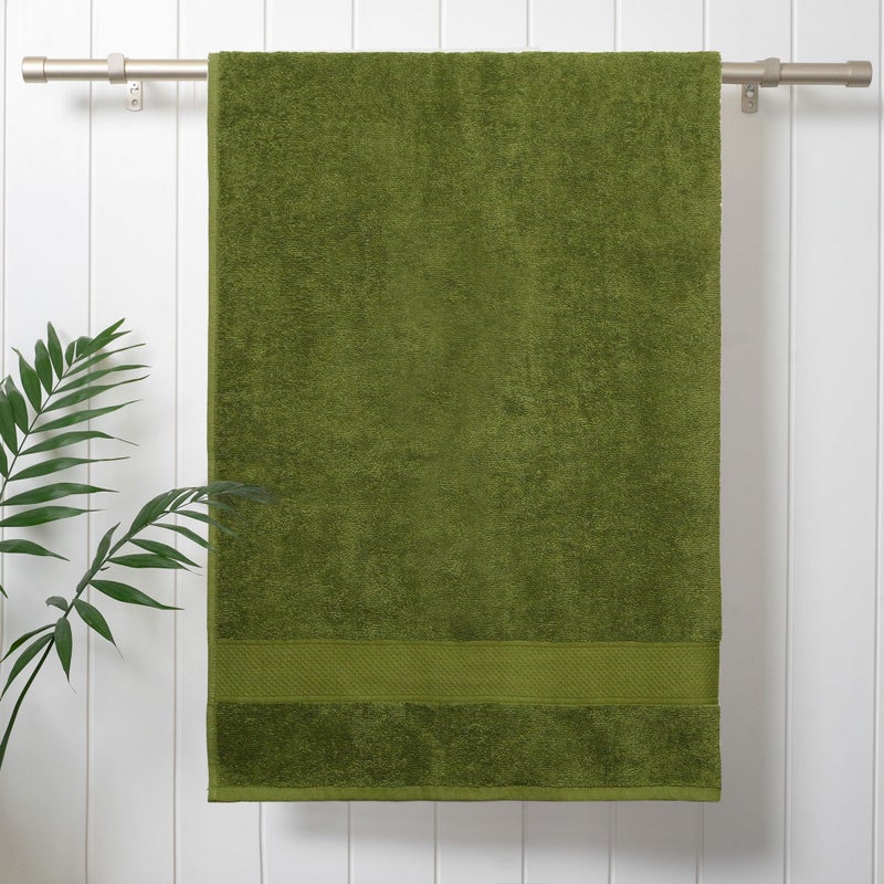 Trident 100% Cotton Towels for Bath | Towels for Bath Large Size | Trident Bath Towel - Soft & Absorbent | 450 GSM | 1 Piece Bath Towel for Men/Women | Urban Comfort | 70 cms x 140 cms - Olive - Image 2