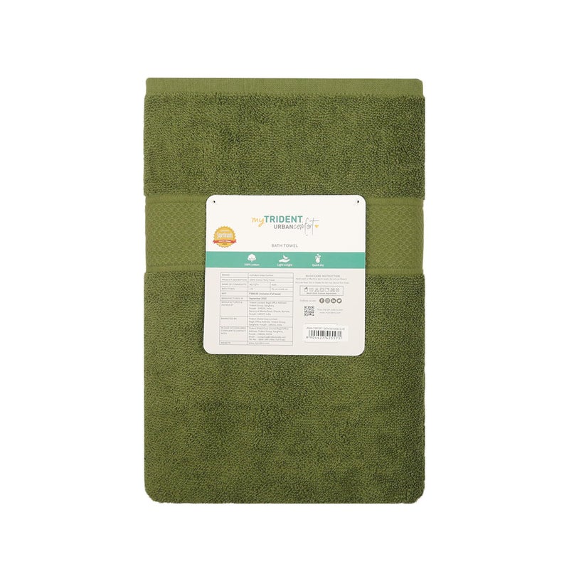 Trident 100% Cotton Towels for Bath | Towels for Bath Large Size | Trident Bath Towel - Soft & Absorbent | 450 GSM | 1 Piece Bath Towel for Men/Women | Urban Comfort | 70 cms x 140 cms - Olive - Image 4