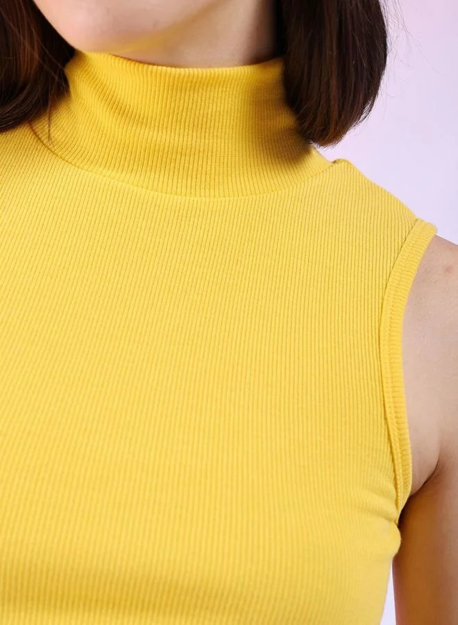 Freehand  Women Regular Fit Solid High Neck Sleeveless High Neck Top  | Best Price UAE