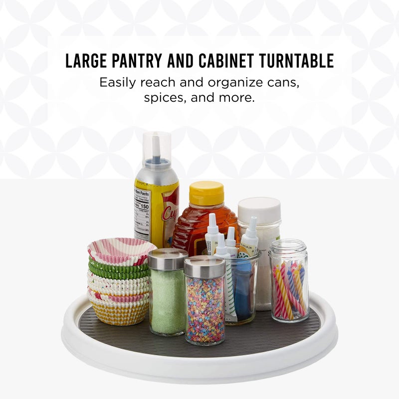 Copco Basics Non-Skid Pantry Cabinet Lazy Susan Turntable, 12-Inch, White/Gray, 1 Count (Pack of 1) - Image 2