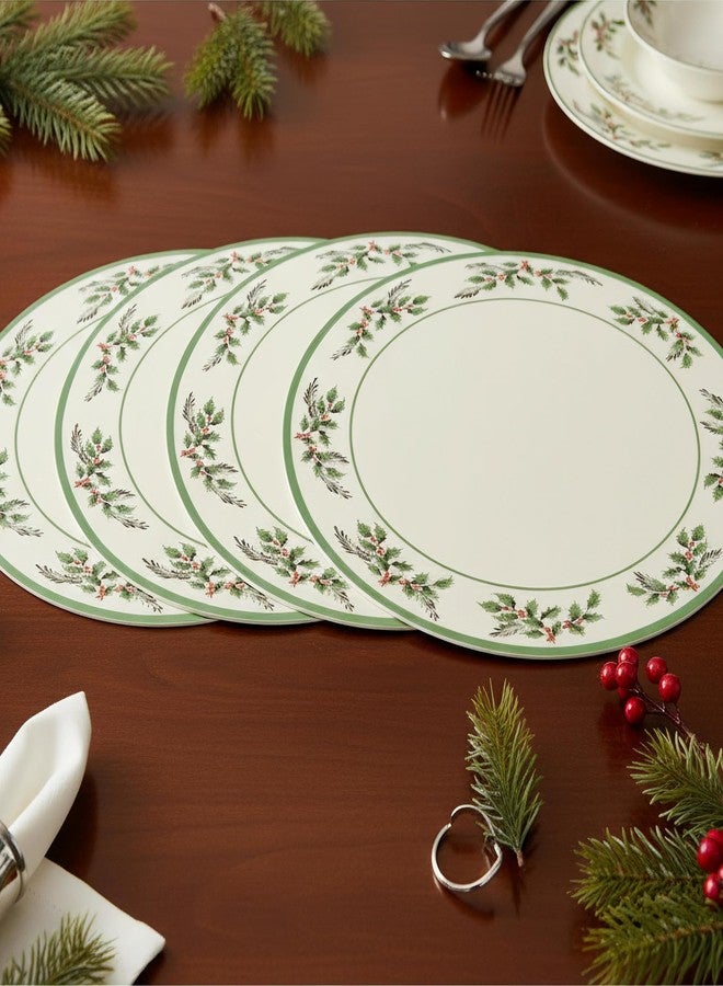 Spode Christmas Tree Holly Dinner Plates, Set of 4-10 Inch Stoneware with White Center & Holly Accents - Festive Holiday Tableware, Microwave, Dishwasher & Freezer Safe, Seasonal Dining Essentials - Image 4