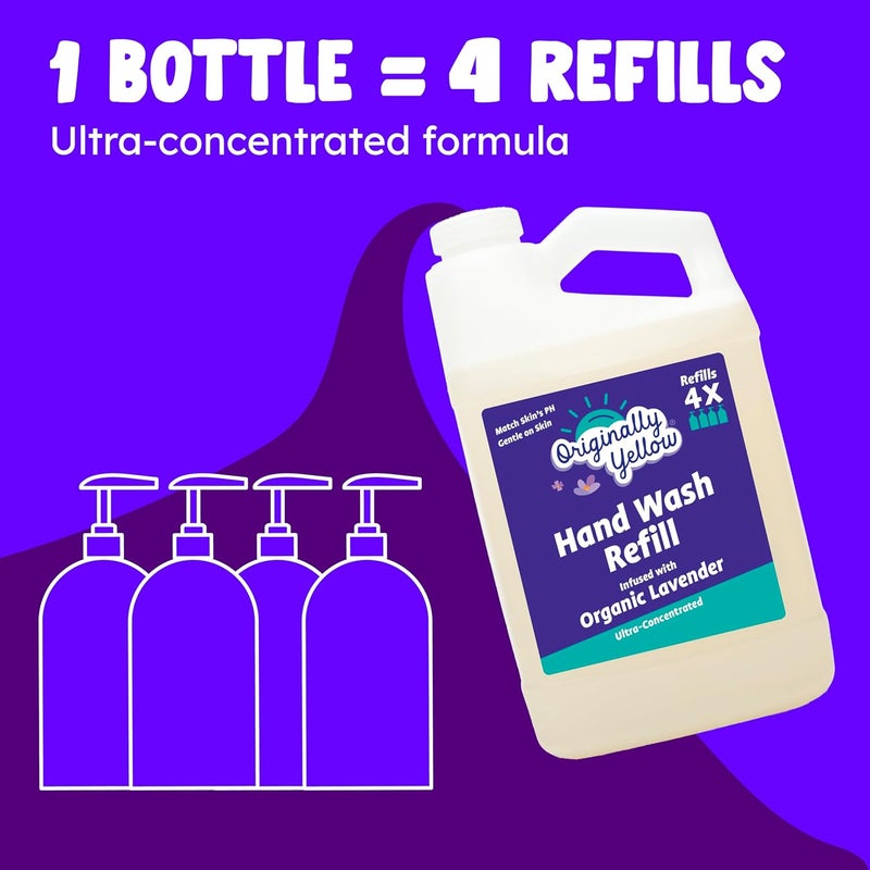 Originally Yellow Plant-Based Hand Soap All Natural Infused with Organic Lavender | Gentle Natural Hand Soap | Pet & Baby-Safe Soap 1.89L (1 Pack), Lavender - Image 4