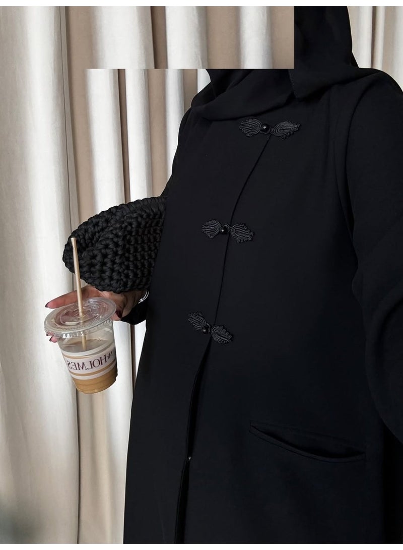 Darleena Women's Black Khaliji Abaya - Image 1