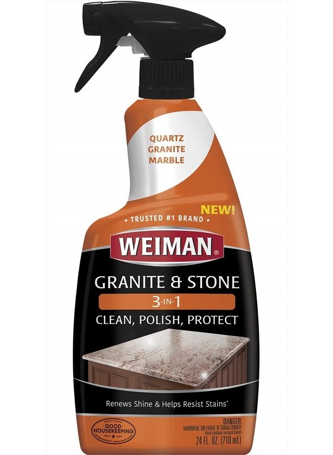 Weiman Granite Stone Clean, Polish and Protect - 24 Ounce - Streak-Free, pH Neutral Formula for Daily Use on Interior and Exterior Natural Stone - Image 1