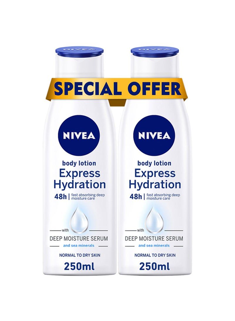 Nivea Express Hydration Body Lotion Sea Minerals Normal And Dry Skin Pack of 2 250ml