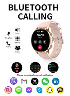 WAPIK Korean Brand Smart Watch Y5，Business Smartwatch, Waterproof Fitness Watch, Bluetooth Calling, Compatible with Android and iOS,Smartwatch For Men, Zinc Alloy Vacuum Plating, Heart Rate Monitoring，Gold  - Image 2