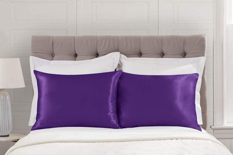 ShopBedding Luxury Satin Pillowcase for Hair - Queen Satin Pillowcase with Zipper  Grape (Pillowcase Set of 2) - Blissford - Image 4