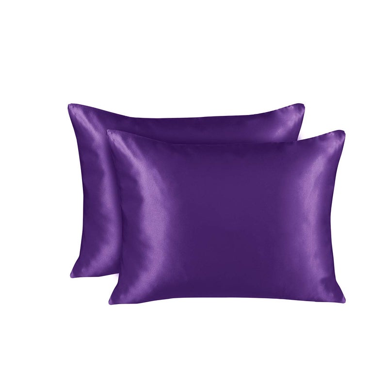 ShopBedding Luxury Satin Pillowcase for Hair - Queen Satin Pillowcase with Zipper  Grape (Pillowcase Set of 2) - Blissford - Image 2
