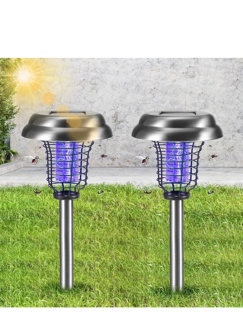 KASTWAVE Solar Bug Zapper, Waterproof Outdoor Mosquito Zapper Outdoor Led Mosquito Killer Light Mosquito Repellent, for Indoor Outdoor Use Garden Pathway Patio, 2 Pcs - Image 1