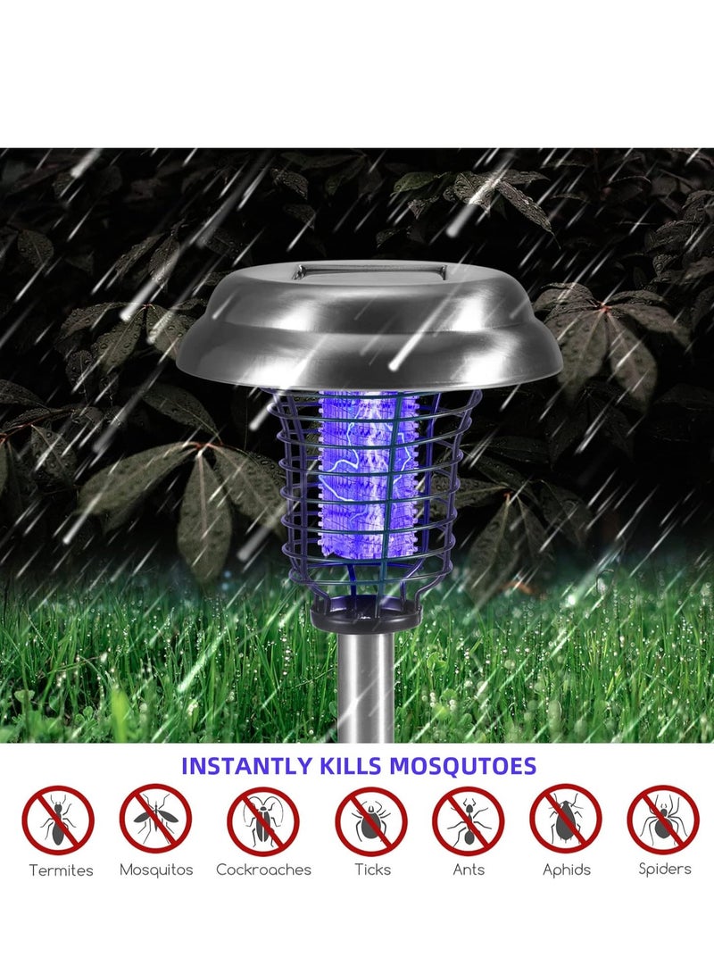 KASTWAVE Solar Bug Zapper, Waterproof Outdoor Mosquito Zapper Outdoor Led Mosquito Killer Light Mosquito Repellent, for Indoor Outdoor Use Garden Pathway Patio, 2 Pcs - Image 2