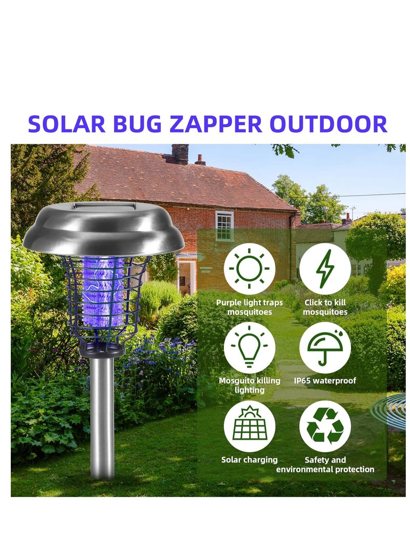 KASTWAVE Solar Bug Zapper, Waterproof Outdoor Mosquito Zapper Outdoor Led Mosquito Killer Light Mosquito Repellent, for Indoor Outdoor Use Garden Pathway Patio, 2 Pcs - Image 3