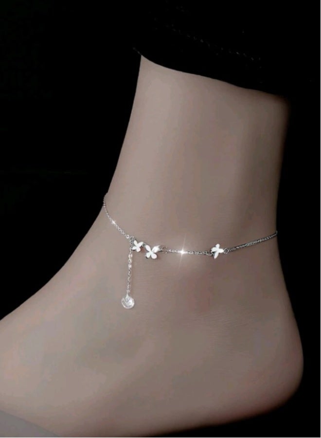 سوار كاحل نسائي مصنوع من الفضة الاسترلينية 925  - Image 1