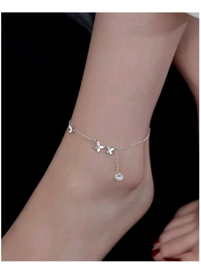 سوار كاحل نسائي مصنوع من الفضة الاسترلينية 925  - Image 3