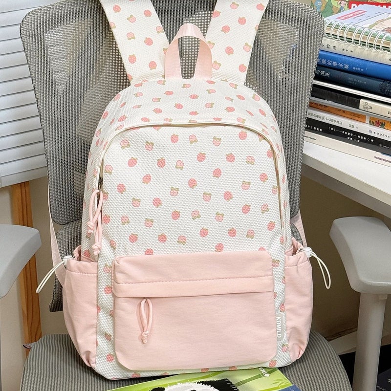 Fruit Print Student Backpack for Teen Girls, Cute Lightweight Travel Daypack - Image 2