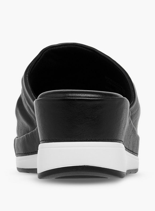 Le Confort Wrinkle Detail Slip-On Sandals with Wedge Heels - Image 5