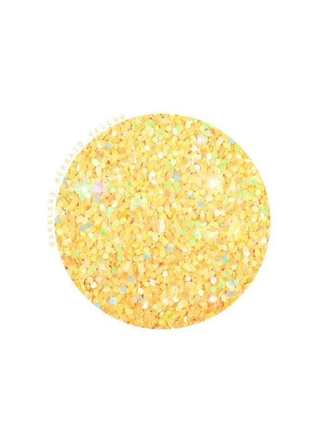 MARBLERS Mermaid Shaped Face & Body Glitter [Yellow] 0.18oz (5g) | Chunky | Chopped | Flake | Non-Toxic | Vegan | Cruelty-Free | Festival, Rave & Party Makeup | Eye, Hair, Nail Polish, Eyeshadow - Image 2